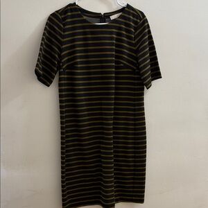 LOFT Black and Gold Striped Mini Dress